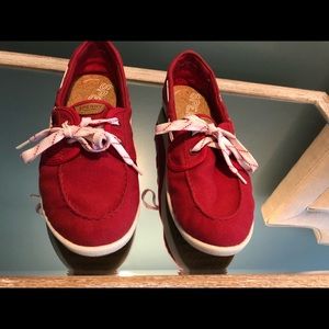 Red canvas Sperry Topsiders size 9.5